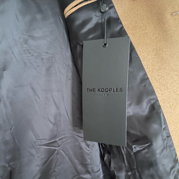 The Kooples LEATHER COLLAR CAMEL BELTED LONG WOOL COAT - size small in men’s - Picture 10 of 16